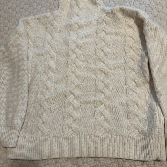 White Grenville Cableknit Mockneck Sweater - Picture 3 of 5